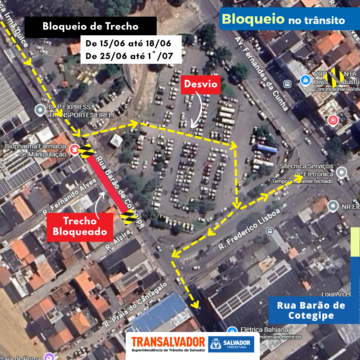 Obra interdita trecho da Rua Barão de Cotegipe a partir desta segunda (15)
