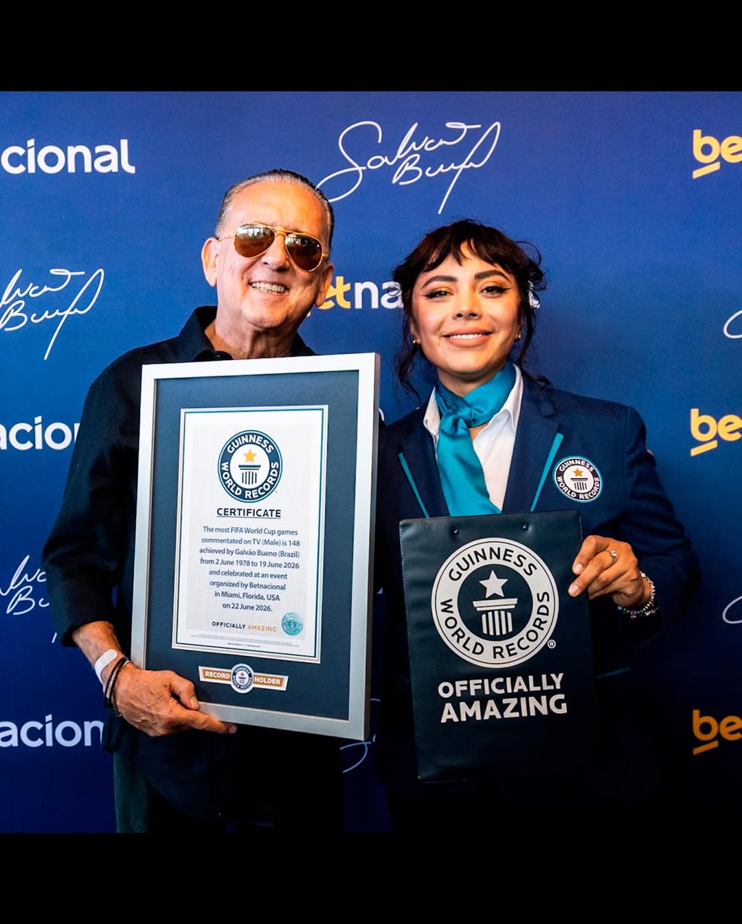 ‘Faltam só dois’: Galvão Bueno comemora recorde no Guinness e projeta nova conquista