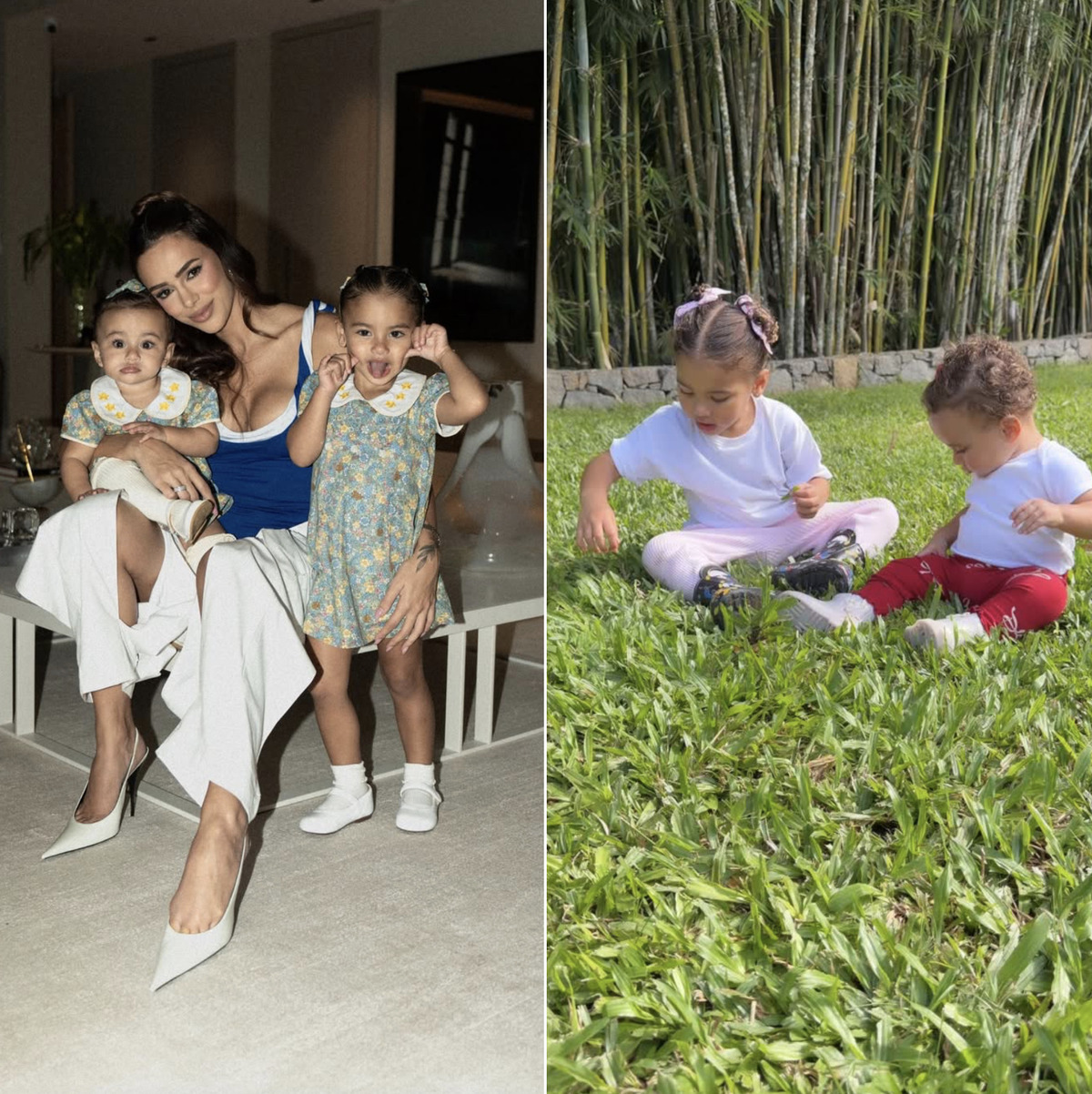 Bruna Biancardi mostra filhas Mavie e Mel brincando ao ar livre; veja