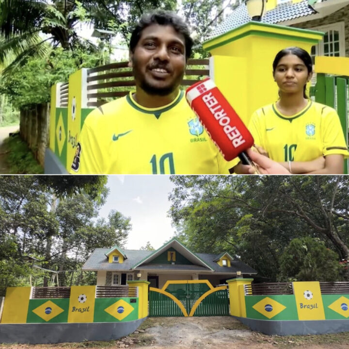 Na Índia, torcedor viraliza ao pintar a casa com as cores do Brasil