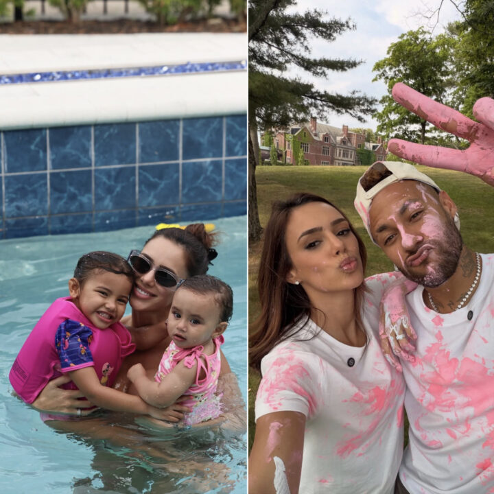 Bruna Biancardi exibe barriguinha da gravidez em novas fotos com Neymar e as filhas nos EUA; veja