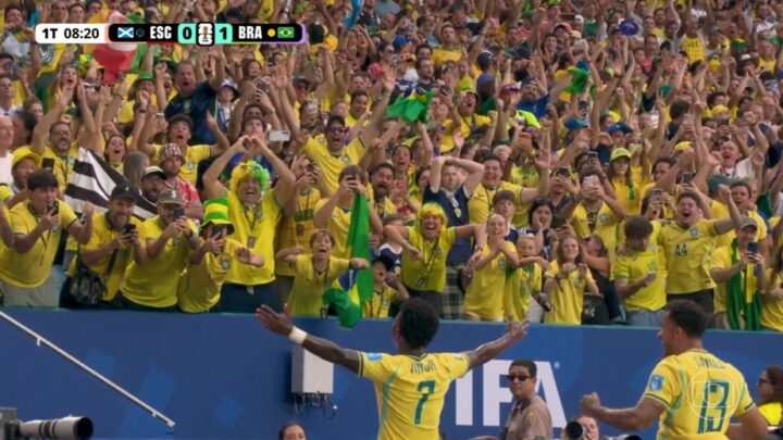 Gol relâmpago! Vini Jr. marca antes dos sete minutos em Brasil x Escócia