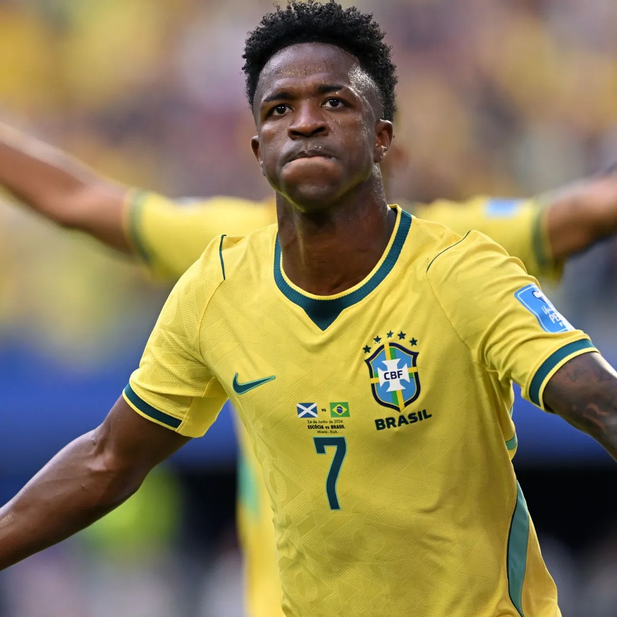 Com dois gols de Vini Jr., Brasil fecha primeiro tempo vencendo a Escócia por 2 a 0