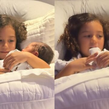 Filha de Lore Improta e Léo Santana, Liz canta para acalmar o irmão recém-nascido