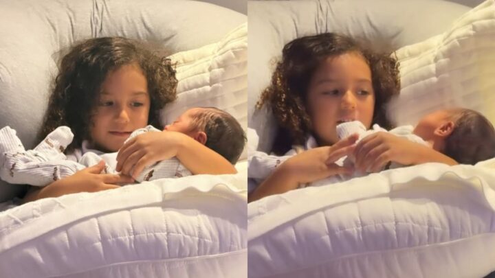 Filha de Lore Improta e Léo Santana, Liz canta para acalmar o irmão recém-nascido