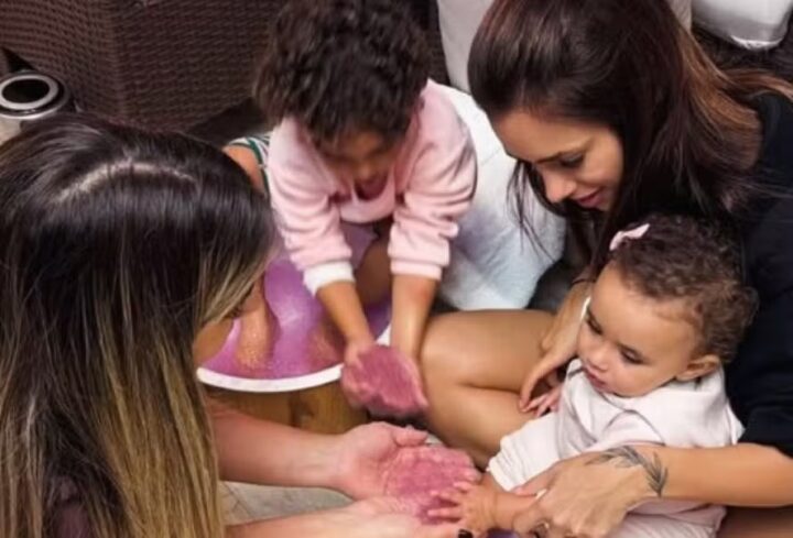 Com Neymar na Seleção, Bruna Biancardi curte dia de spa com Mavie e Mel: ‘Spa das meninas’