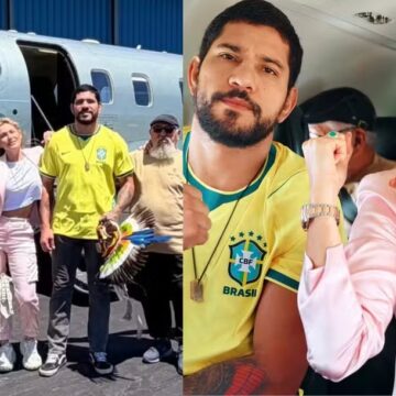 Ficou sério! Lívia Andrade acompanha campeão de UFC em luta nos Estados Unidos