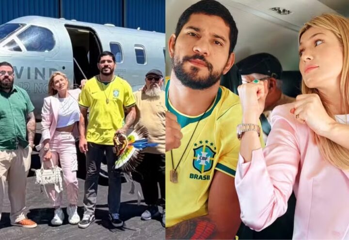 Ficou sério! Lívia Andrade acompanha campeão de UFC em luta nos Estados Unidos
