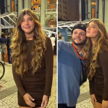 Sem os pais, filha de Grazi e Cauã dá show de simpatia e tira fotos com fãs