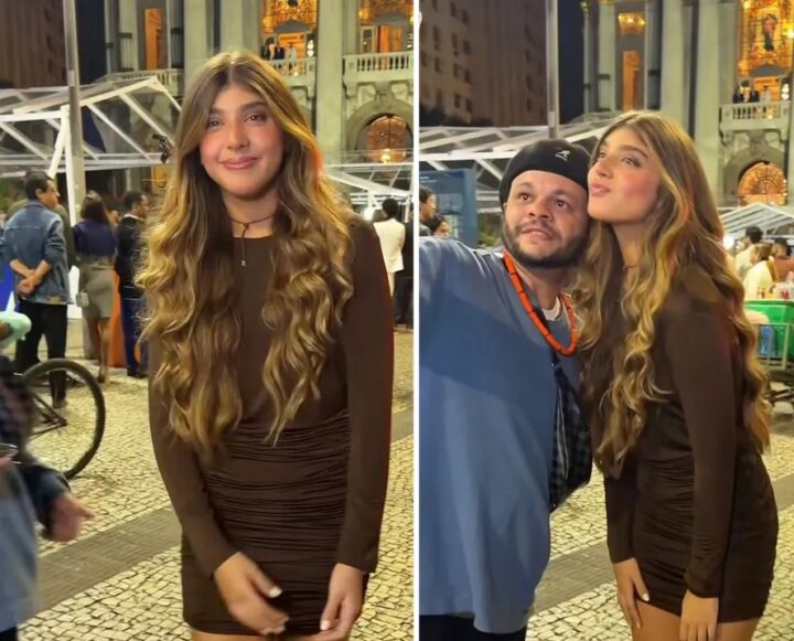 Sem os pais, filha de Grazi e Cauã dá show de simpatia e tira fotos com fãs