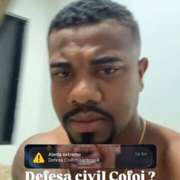 Davi Brito se assusta após receber mensagem de alerta da Defesa Civil: ‘Tá repreendido’