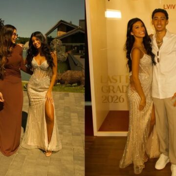Filha de Léo Moura se forma após casar com ex-Fluminense e faz festa com familiares na Ucrânia