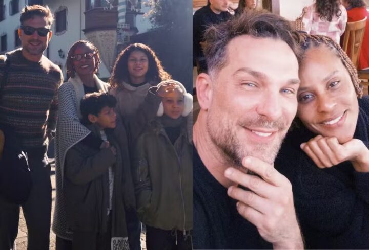 Igor Rickli e Aline Wirley curtem férias em Gramado com seus três filhos
