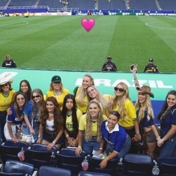 Após vitória do Brasil, ‘selesposas’ posam juntas; Bruna Biancardi fica de fora da foto
