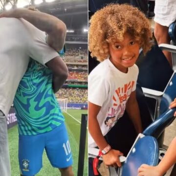Filhas de Neymar e de Jimmy Butler roubam a cena em Brasil x Japão: ‘Melhores amigas’
