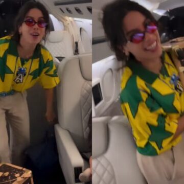 Anitta embarca para a Copa do Mundo de jatinho particular e debocha: ‘Sem tigrinho’