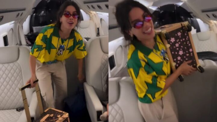 Anitta embarca para a Copa do Mundo de jatinho particular e debocha: ‘Sem tigrinho’
