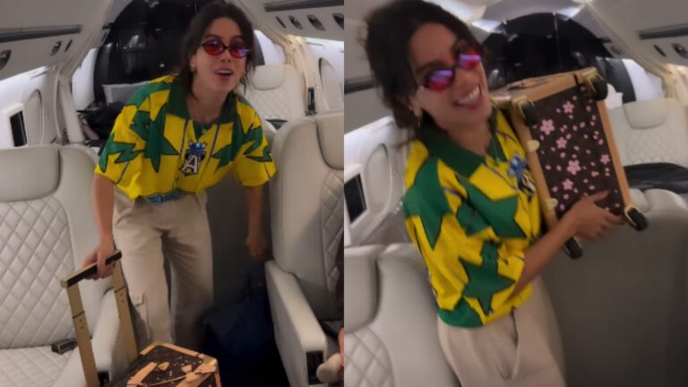 Anitta embarca para a Copa do Mundo de jatinho particular e debocha: ‘Sem tigrinho’