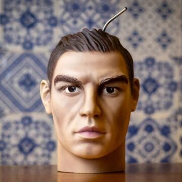 Bar em Salvador serve drinque em caneca no formato da cabeça de Cristiano Ronaldo