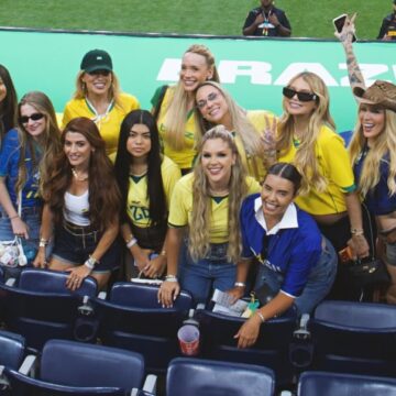 Veja quem são as ‘selesposas’ que acompanharam a vitória do Brasil contra o Japão na Copa
