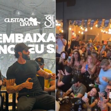 Gusttavo Lima faz show surpresa em bar de Petrolina antes de subir ao palco do São João; veja vídeo