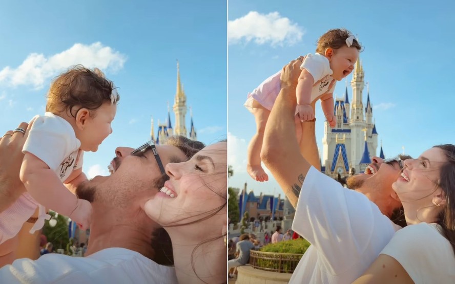 Filha de Camila Queiroz e Klebber Toledo encanta web durante passeio na Disney; veja