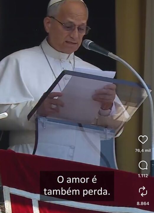 Papa Leão XIV diz que amar também é saber perder durante oração do Angelus