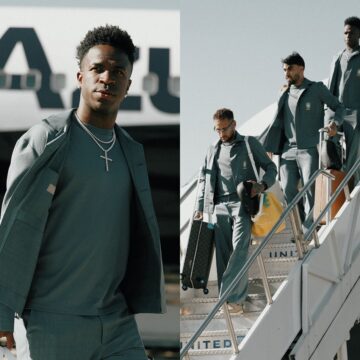 Seleção brasileira desembarca nos EUA com uniforme social criado por Ricardo Almeida; veja fotos