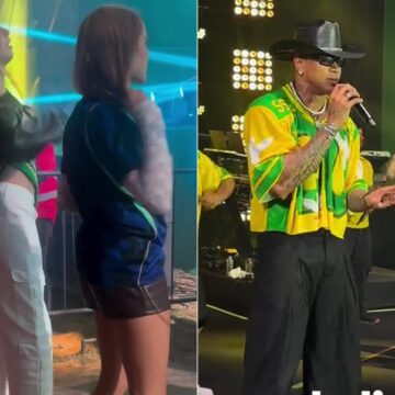 Filha de Xuxa rouba a cena ao mostrar talento para a dança em show de Léo Santana; vídeo