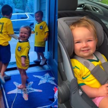 Babá brasileira veste bebês nos EUA com camisa da Seleção e vídeo viraliza; assista