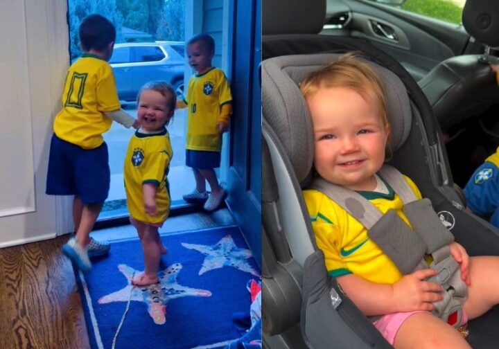 Babá brasileira veste bebês nos EUA com camisa da Seleção e vídeo viraliza; assista