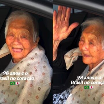 Vovó japonesa de 98 anos viraliza ao comemorar vitória do Brasil: ‘Sou blasireira’