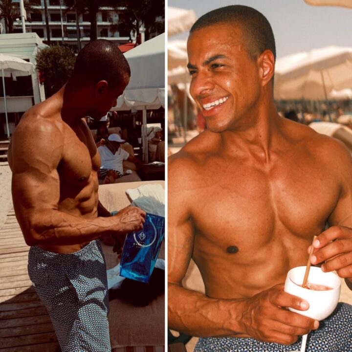 Thiago Oliveira exibe abdômen definido em fotos de férias e encanta seguidores: ‘Eita, glória!’