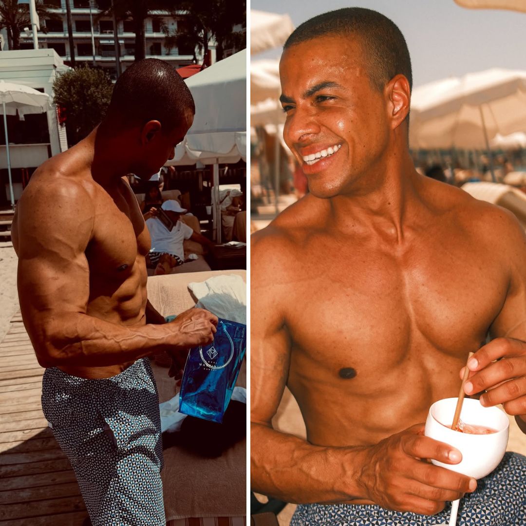 Thiago Oliveira exibe abdômen definido em fotos de férias e encanta seguidores: ‘Eita, glória!’
