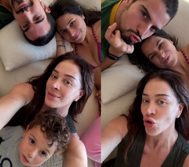 Claudia Raia reúne os três filhos em momento de chamego: ‘Alegria da mãe’