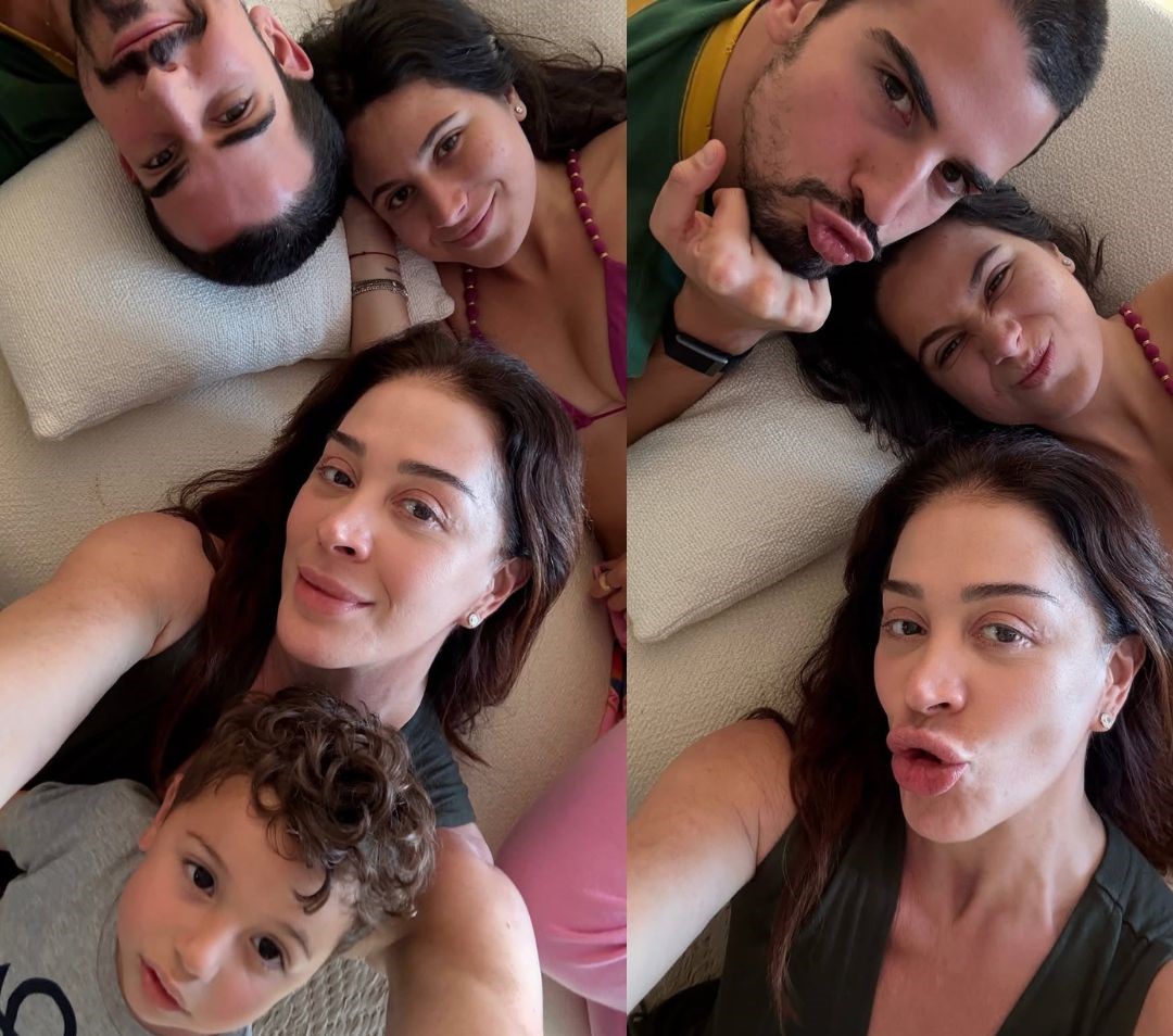 Claudia Raia reúne os três filhos em momento de chamego: ‘Alegria da mãe’