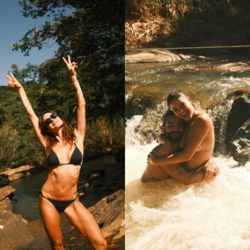 Thaila Ayala aproveita dia de cachoeira com filha e Sophie Charlotte; veja fotos