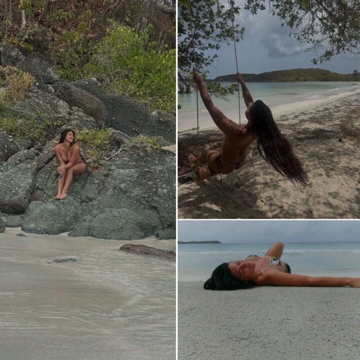 Giulia Costa compartilha fotos de biquíni em destino paradisíaco