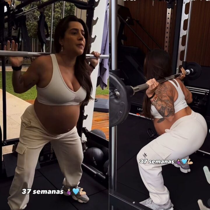 Grávida, Lauana Prado impressiona ao mostrar treino com agachamento