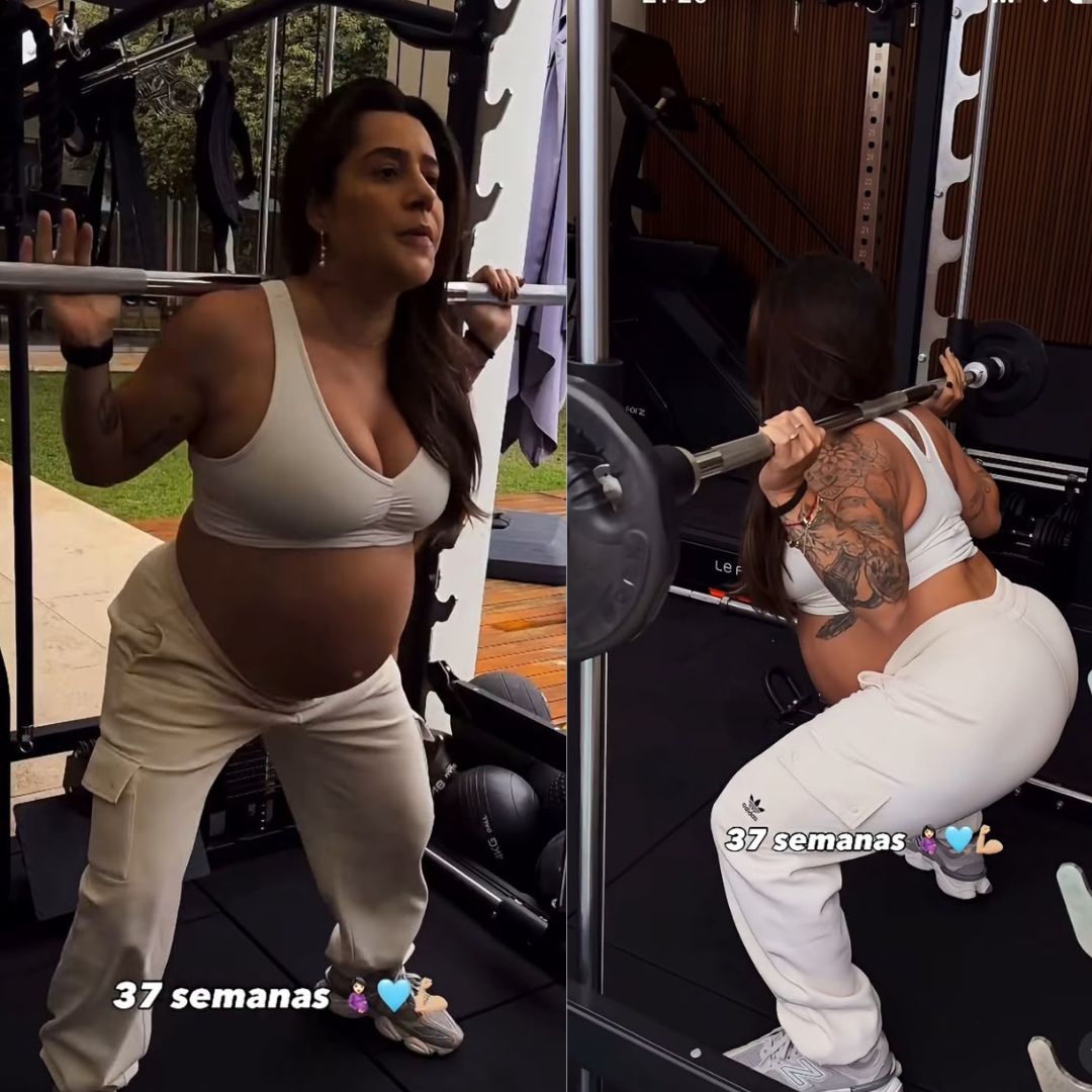 Grávida, Lauana Prado impressiona ao mostrar treino com agachamento