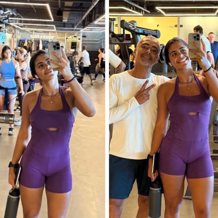 Filha de Romário, Isabella Faria chama atenção em treino com o pai
