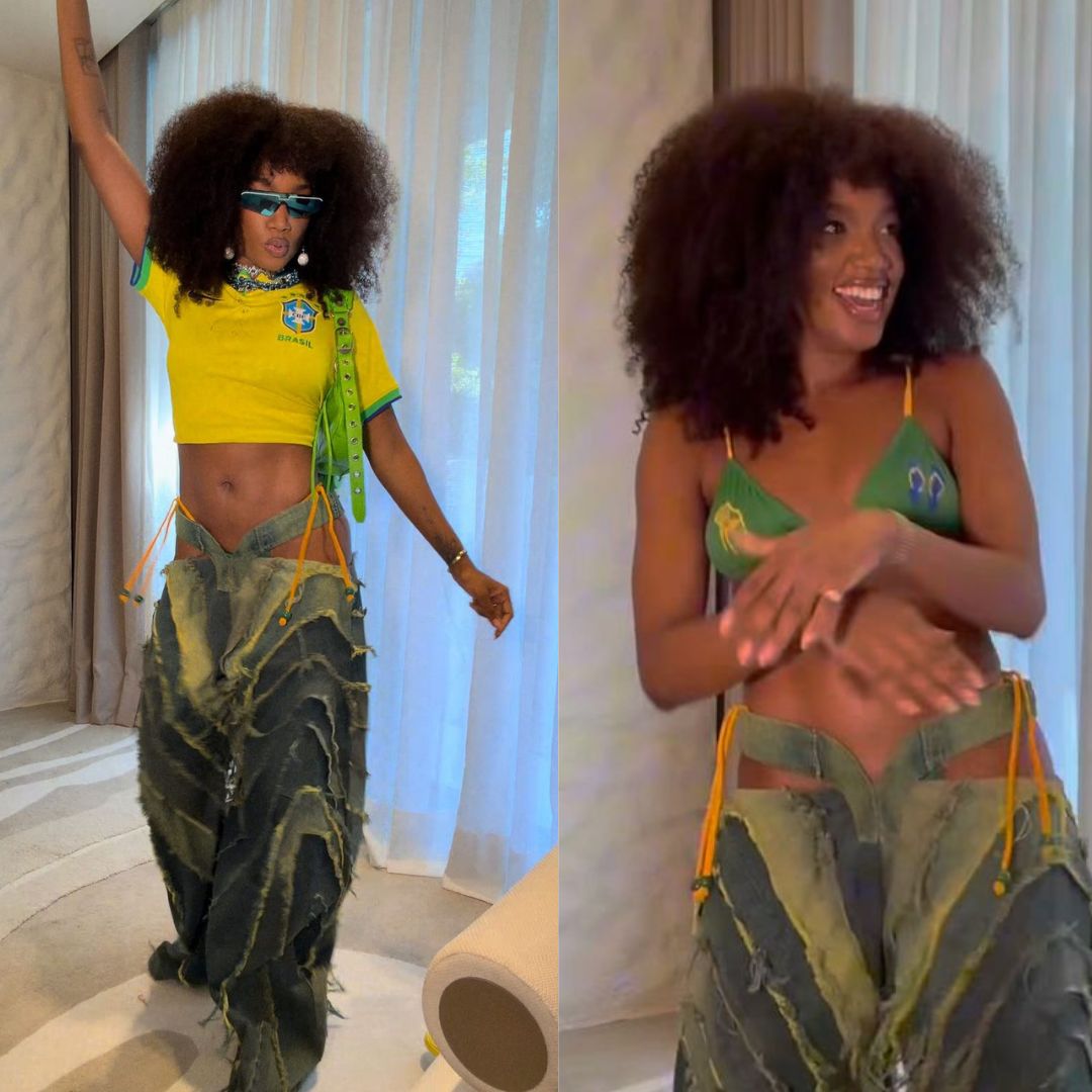Iza veste camisa com nome de Vini Jr. e mostra produção para torcer pelo Brasil: ‘Entreguei look’