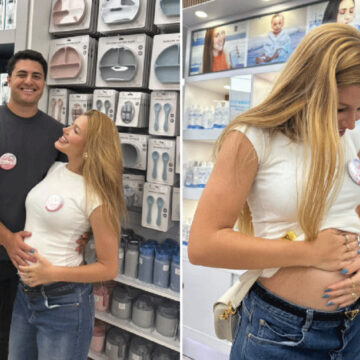 Após ser internada às pressas, nora de Elaine Mickely e Cesar Filho faz enxoval da filha nos EUA