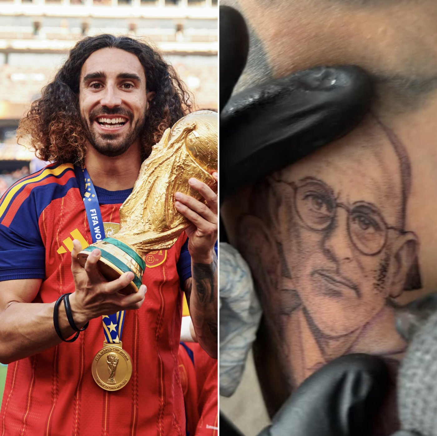 Campeão do mundo, jogador da Espanha cumpre promessa e tatua rosto do técnico Luís de La Fuente