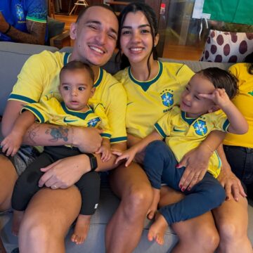 Ary Mirelle e João Gomes mostram torcida em família pelo Brasil: ‘Hoje é juntinhos’