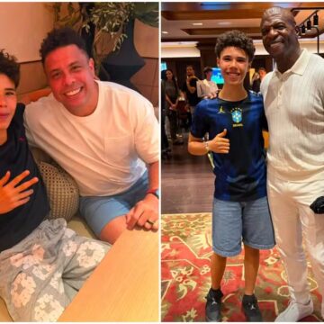 Marcus Buaiz mostra filho mais velho com o padrinho, Ronaldo, e ator de ‘As Branquelas’