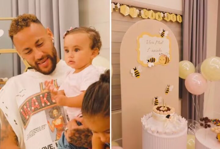 Com o pai presente, Mel, filha de Neymar e Bruna Biancardi, ganha festa de aniversário simples