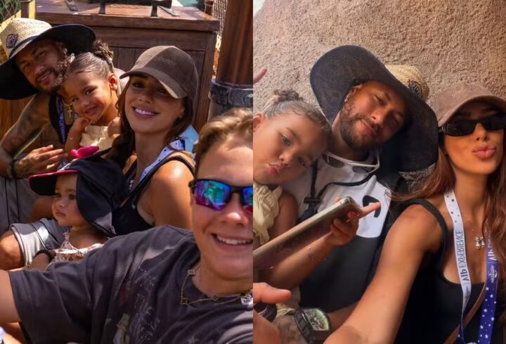 Bruna Biancardi abre álbum de fotos de passeio com Neymar e filhos em parque de Orlando