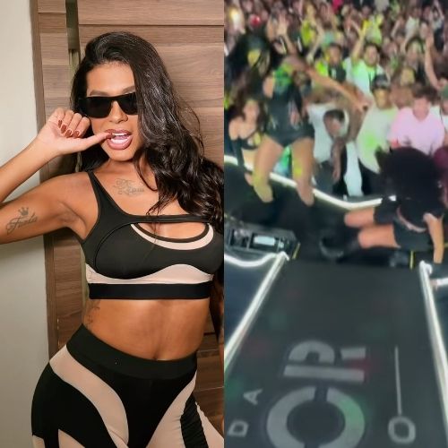 Pocah sofre queda após palco ceder durante show