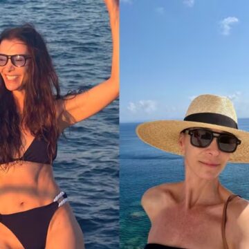 Aos 58 anos, Mônica Martelli exibe corpão em álbum de viagem à ilha paradisíaca na França